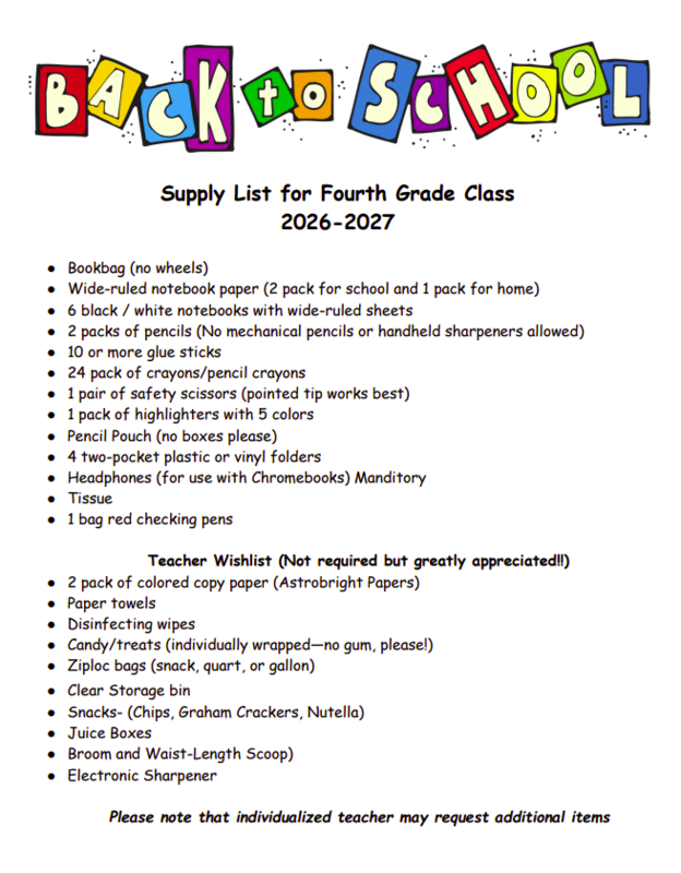 Supply List 4