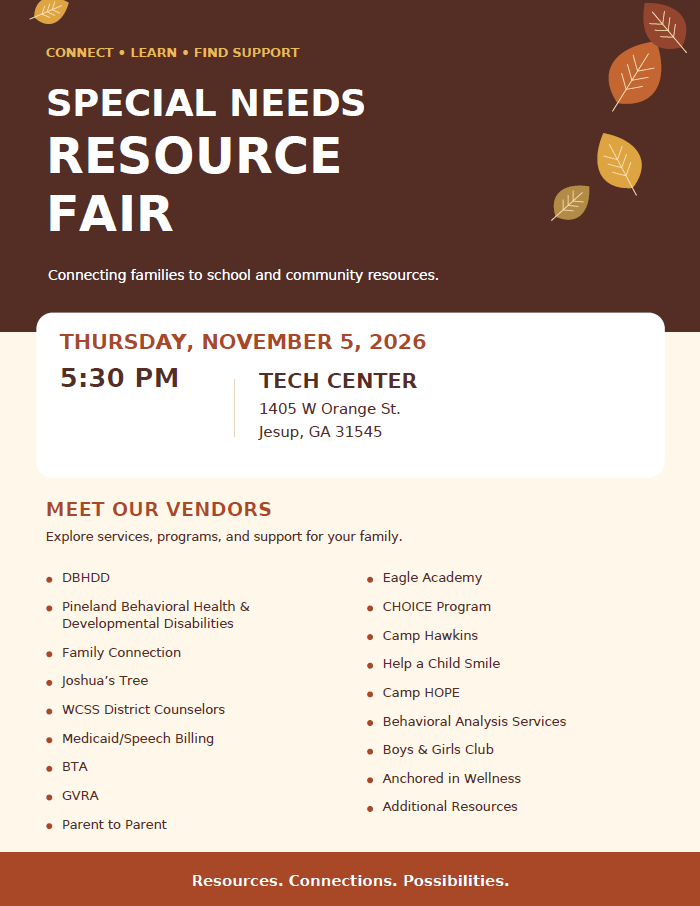 SPecial Needs Resource Fair Flyer