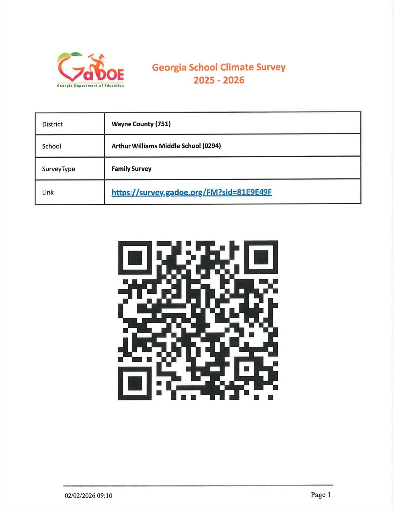 QR code for GA School Climate Survey