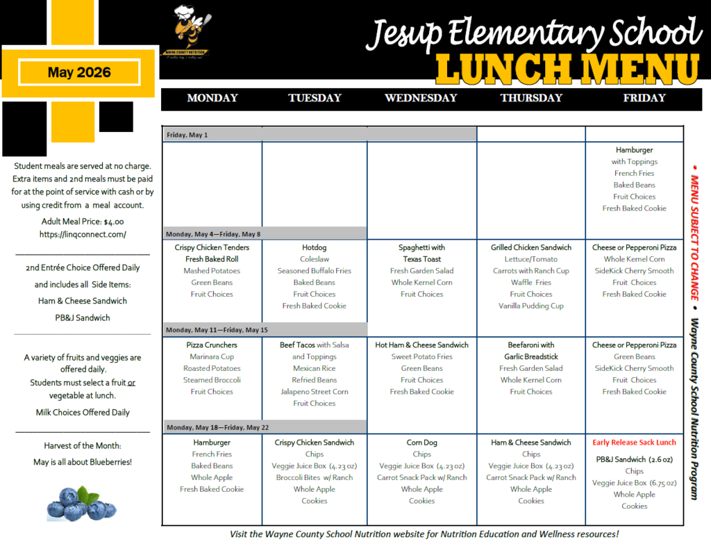 JES Lunch Menu