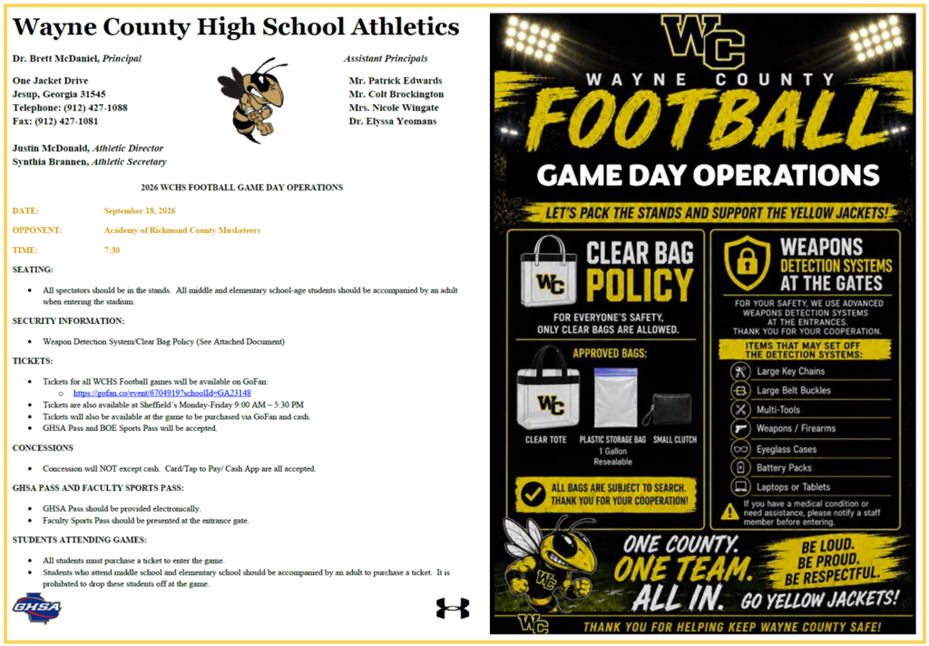 WCHS Football Game Day Operations
