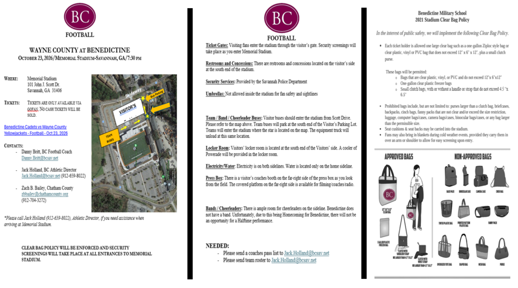 WC-BC Football Game Day Information