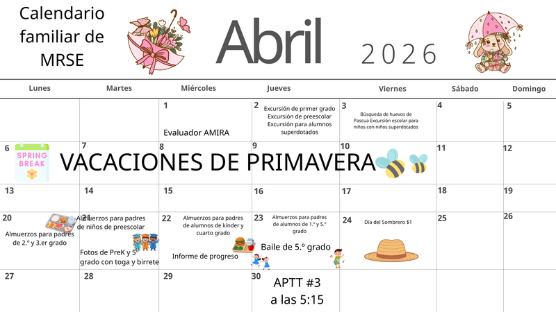 April Family Calendar