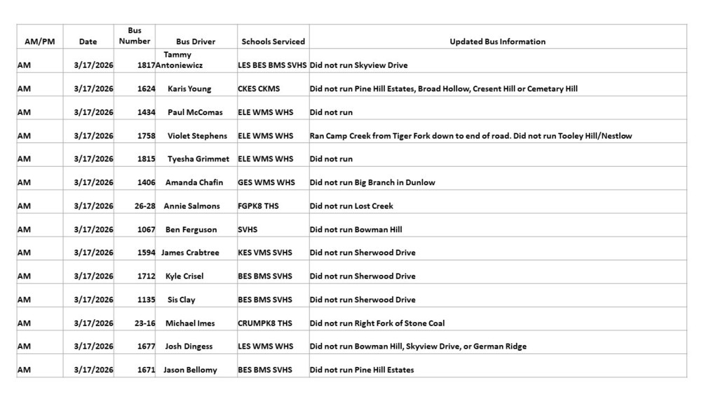 Bus Listings 3-17-26
