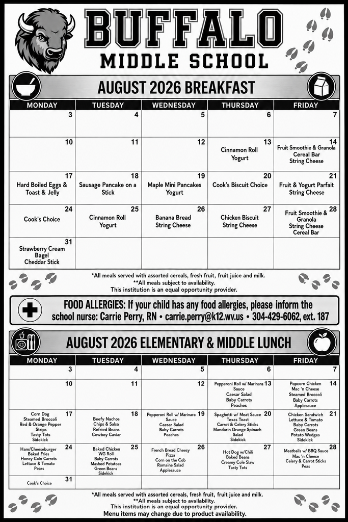 Aug 26 Menu