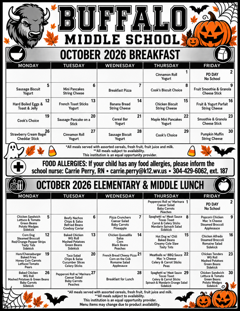 Oct. 26 Menu