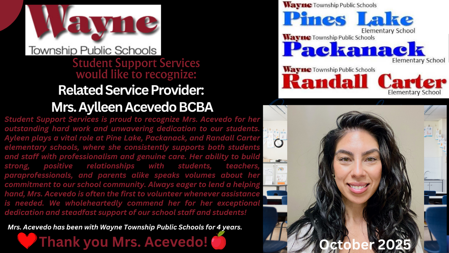 Student Support Services Recognizes Mrs. Acevedo and Mrs. Melissa