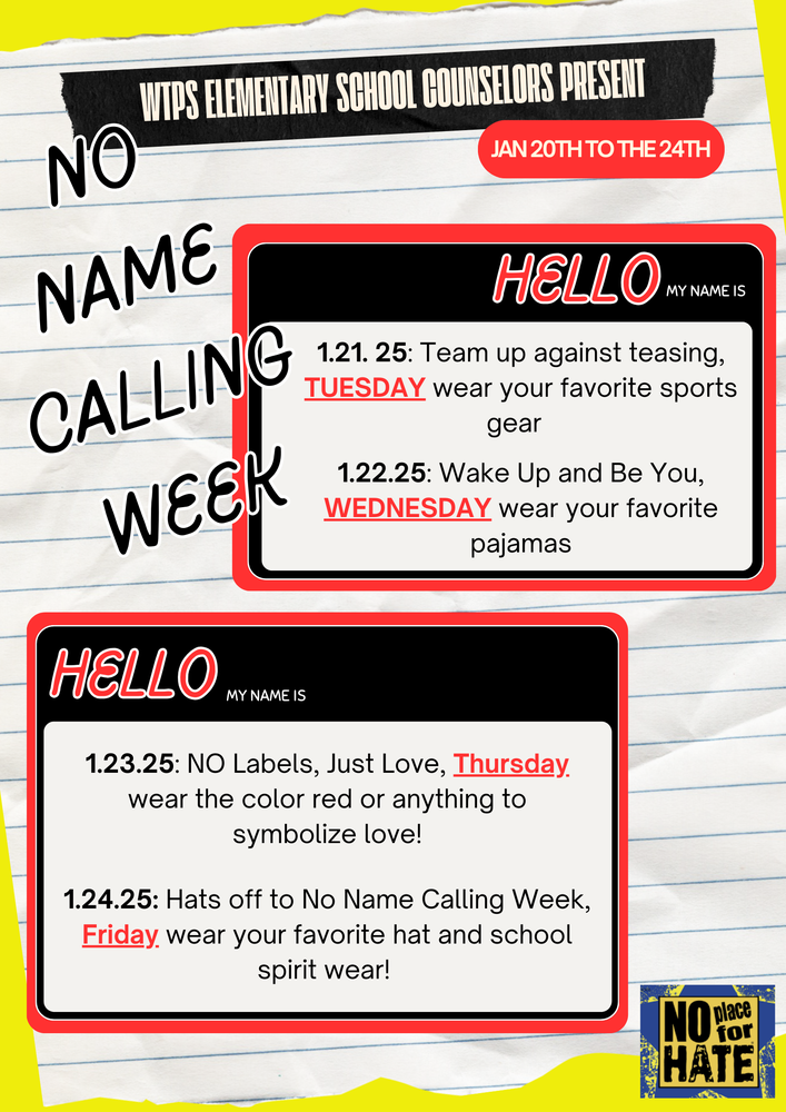 No Name Calling Week Flyer