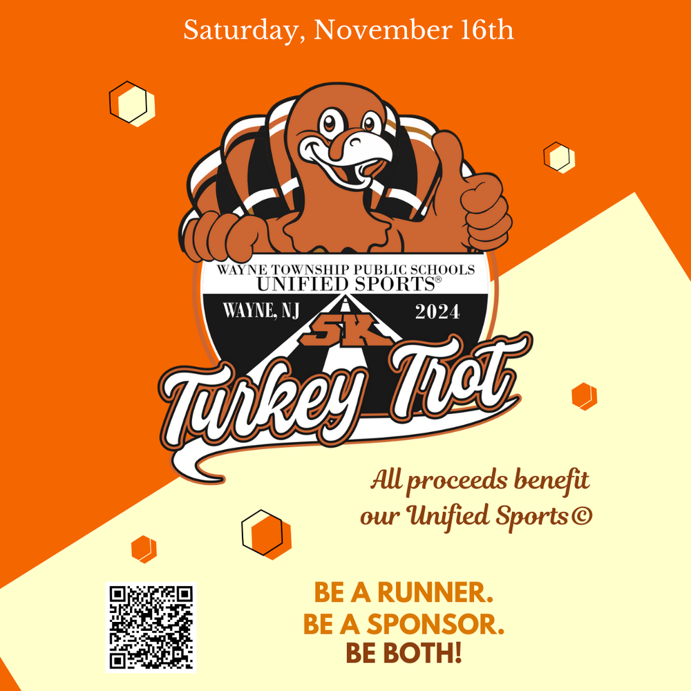 sat nov 16 turket trot wayne nj QR code to sign up with picture of a turkey