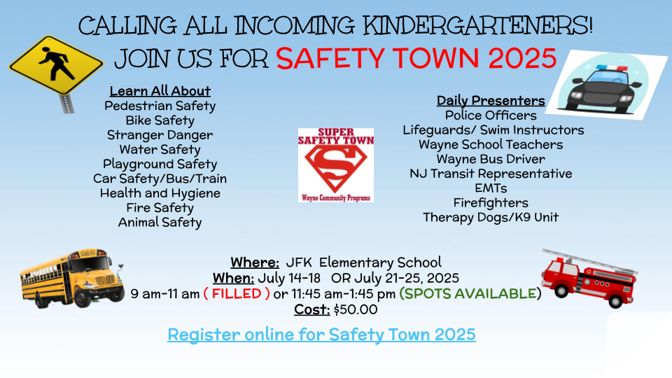 safety town at JFK july 14th aor July 21