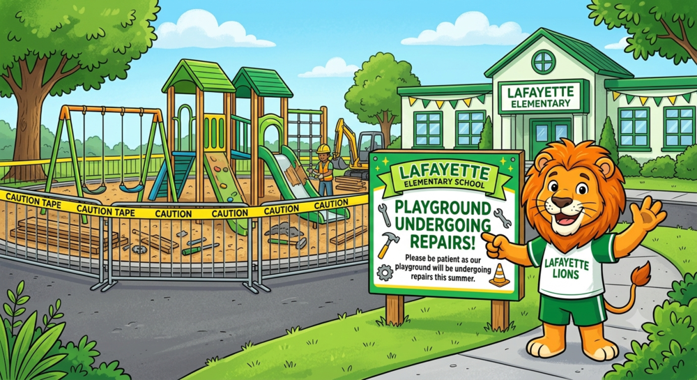 lafayette elementary school playground under repairs