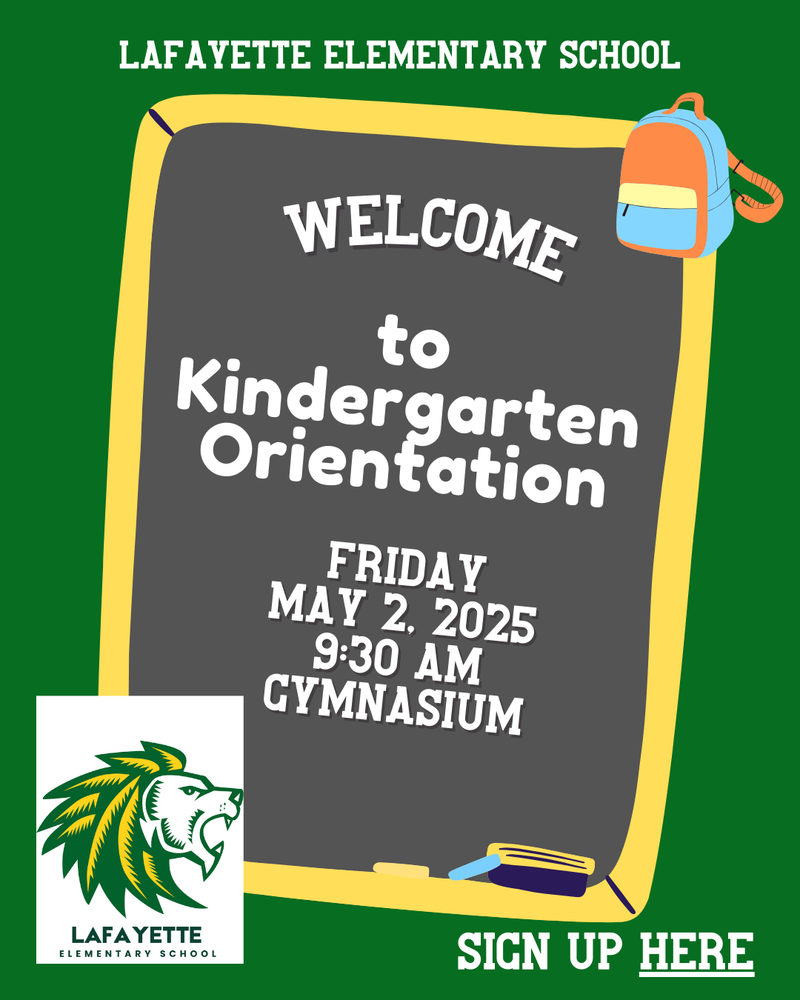 kindergarten orientation friday may 2ns at 9:30 in the gymasium