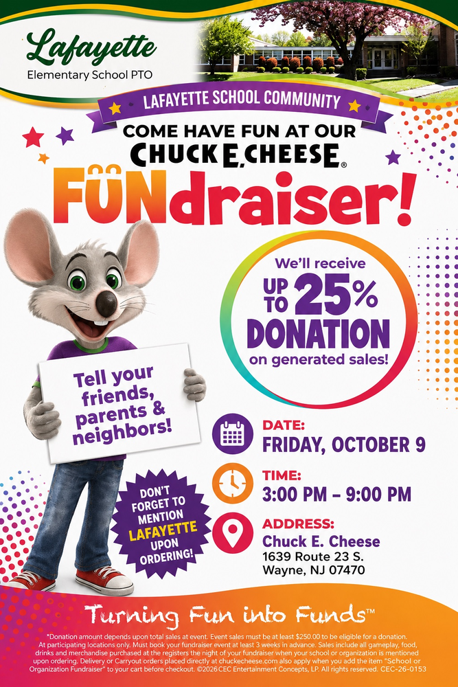 pto fundraiser chuck e cheese friday oct 9