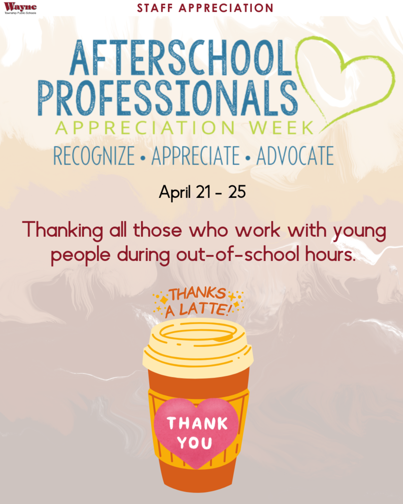 Afterschool Professionals Appreciation Week is April 21-25, 2025! This special week is dedicated to recognizing and appreciating the dedicated professionals who make a difference in young people’s lives during out-of-school hours. Thank you to our Before Care and After Care staff for the vital role you play in creating safe, engaging, and enriching experiences for children.