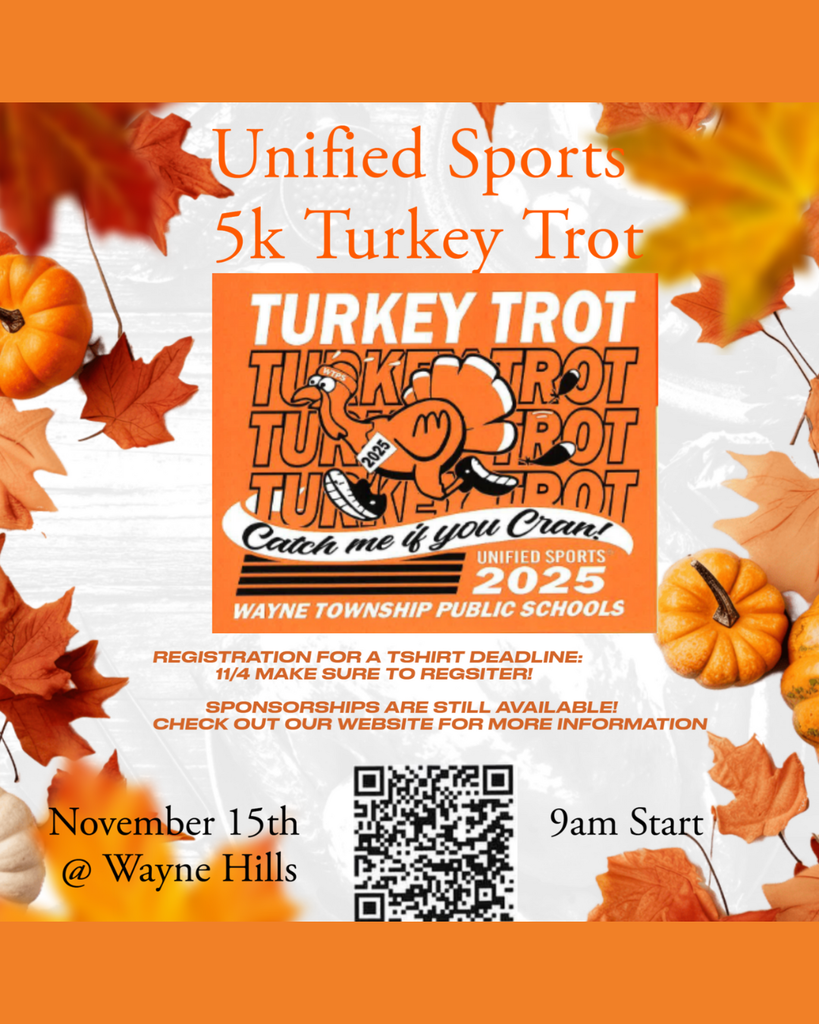 November 15th! Be a runner! Be a sponsor! Be both! All proceeds benefit our WTPS Unified Sports Scan QR code or click here: https://trst.in/lVsEIV