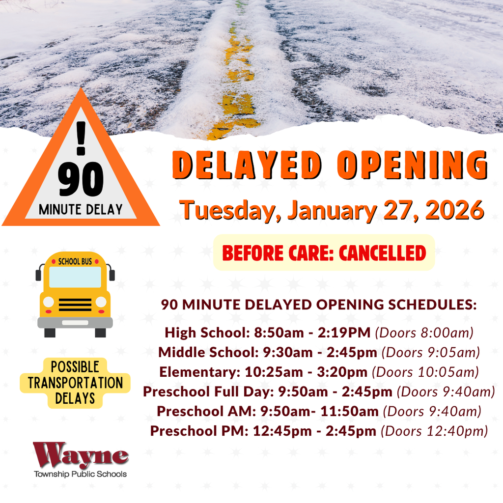 1/27/26 90 minute delayed opening