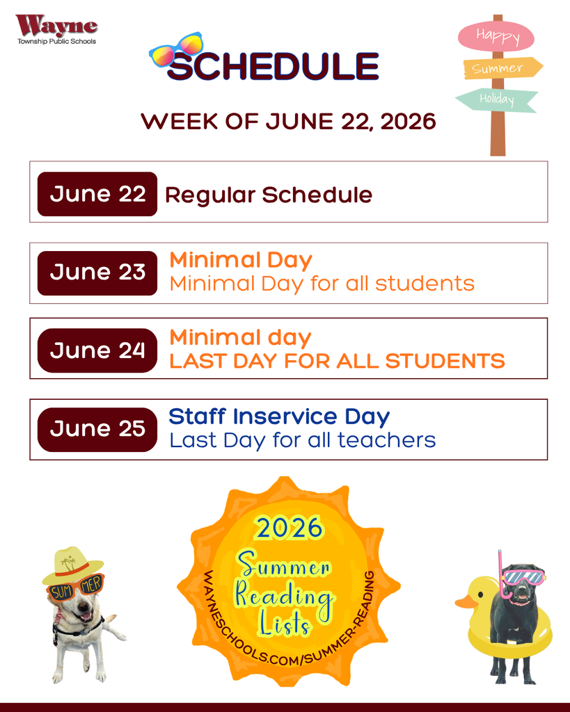 A graphic displays a schedule for the week of June 22, 2026. It includes a list of days with various activities.