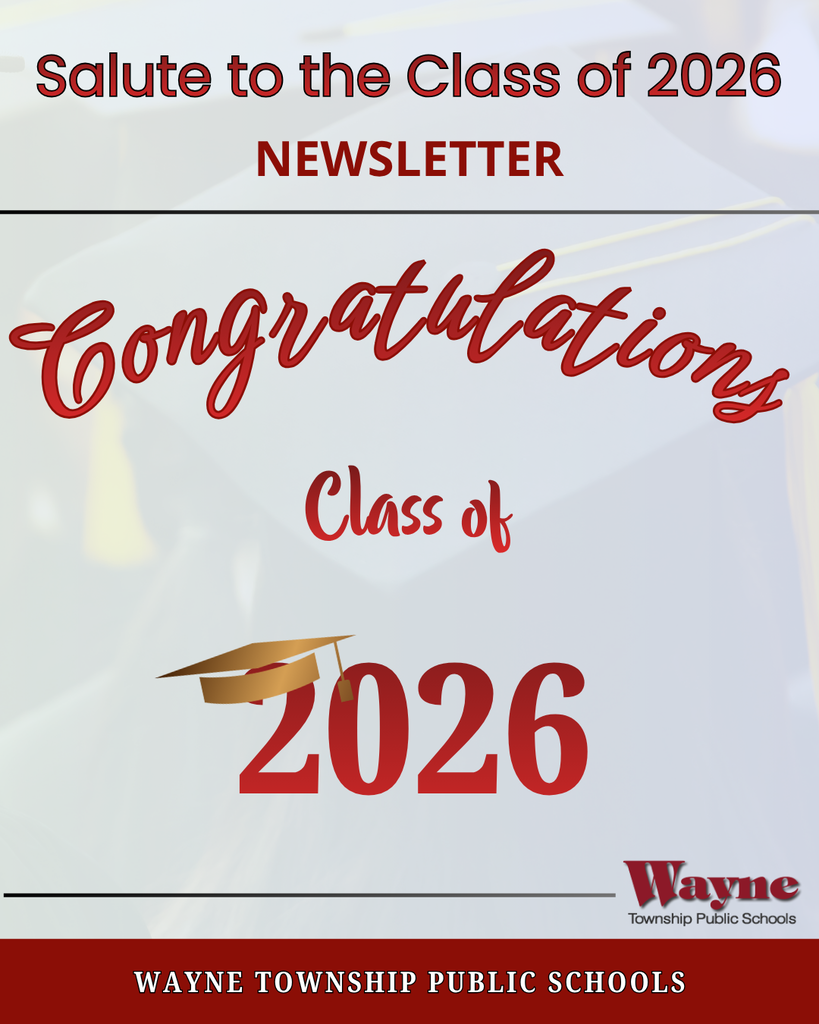 A red and white page features a graduation cap and the text "Congratulations Class of 2026".