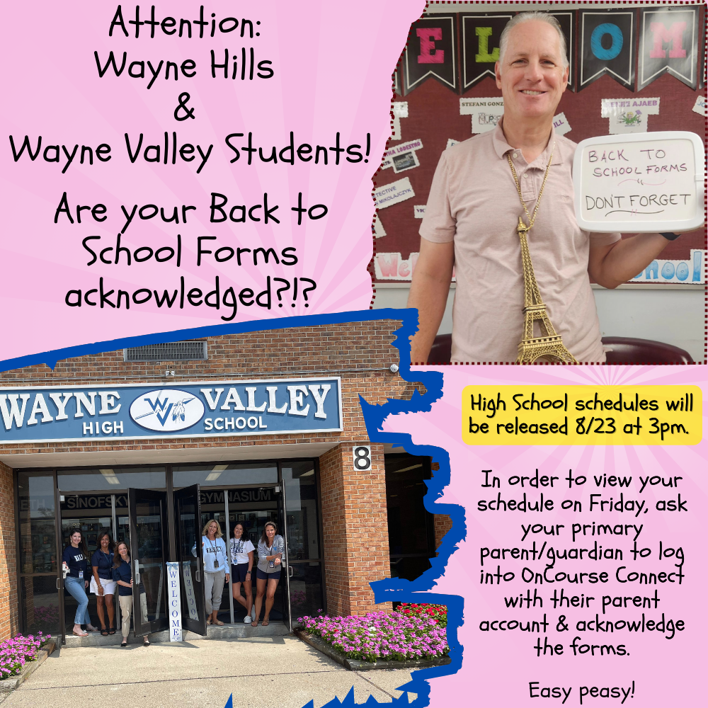 High School Schedules will be released on 8/23 at 3pm