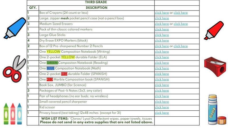supply lists by grade level