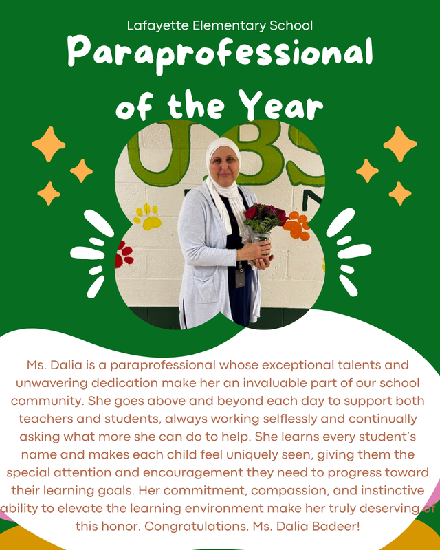 Paraprofessional of the Year Ms. Badeer