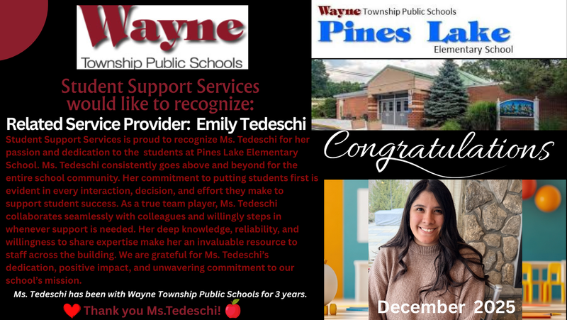 Ms. Tedeschi SSS Related Service Provider of the Month for December