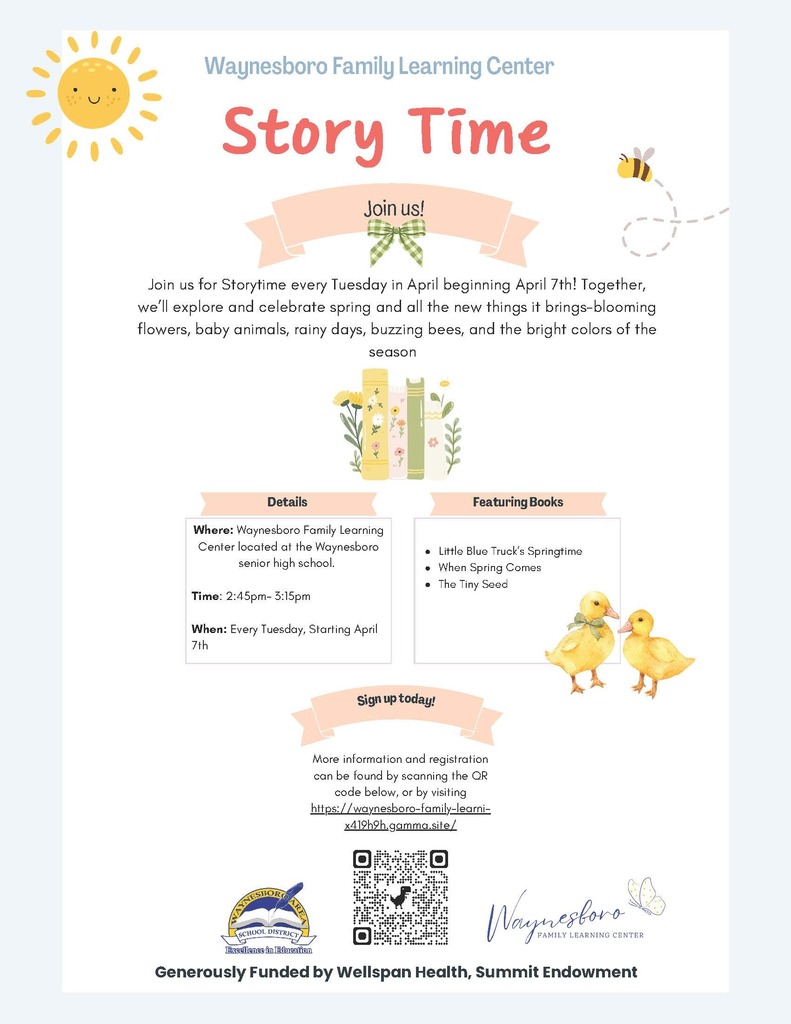 Story Time. Join us for storytime every Tuesday in beginning April 7th.
