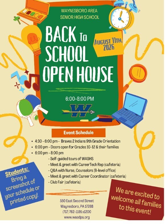 WASHS Back to School/Open House 2026