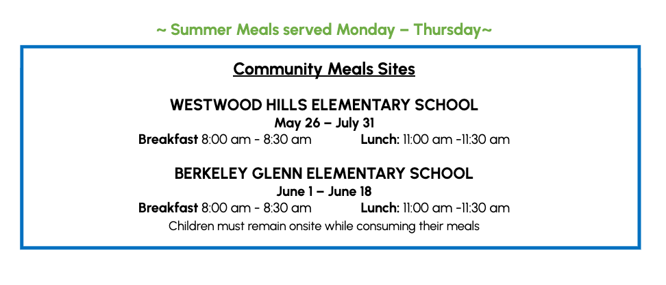 Summer Meals Schedule