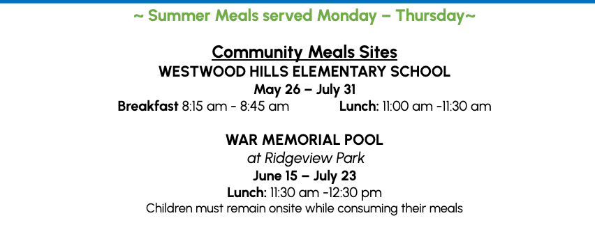 Summer Meals Schedule