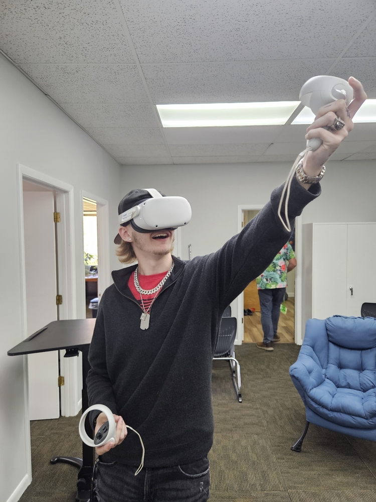 Student using VR for career exploration