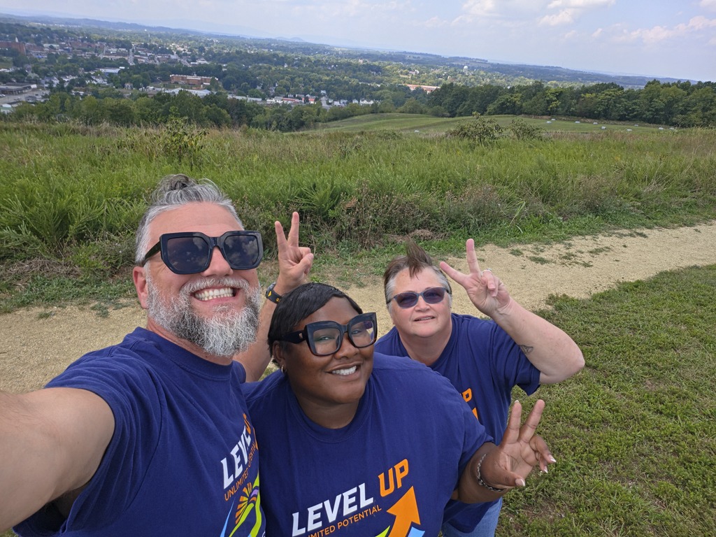 Waynesboro Public Schools staff members proudly wear their WPS Level Up shirts as part of Level Up Friday, a division-wide opportunity to celebrate school spirit, unity, and WPS pride.