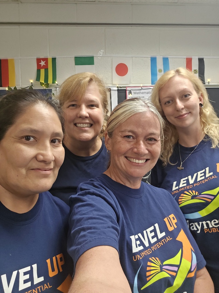 Waynesboro Public Schools staff members proudly wear their WPS Level Up shirts as part of Level Up Friday, a division-wide opportunity to celebrate school spirit, unity, and WPS pride.