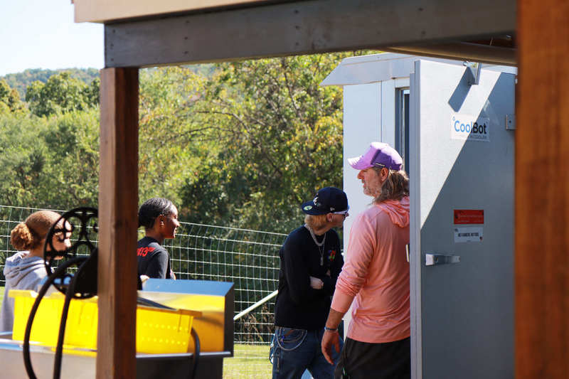 Checking out walk-in cooler
