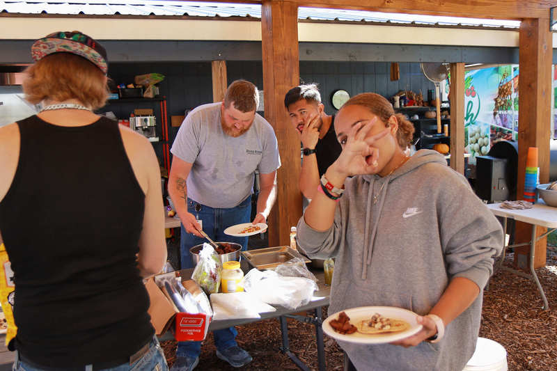 enjoying an afternoon snack