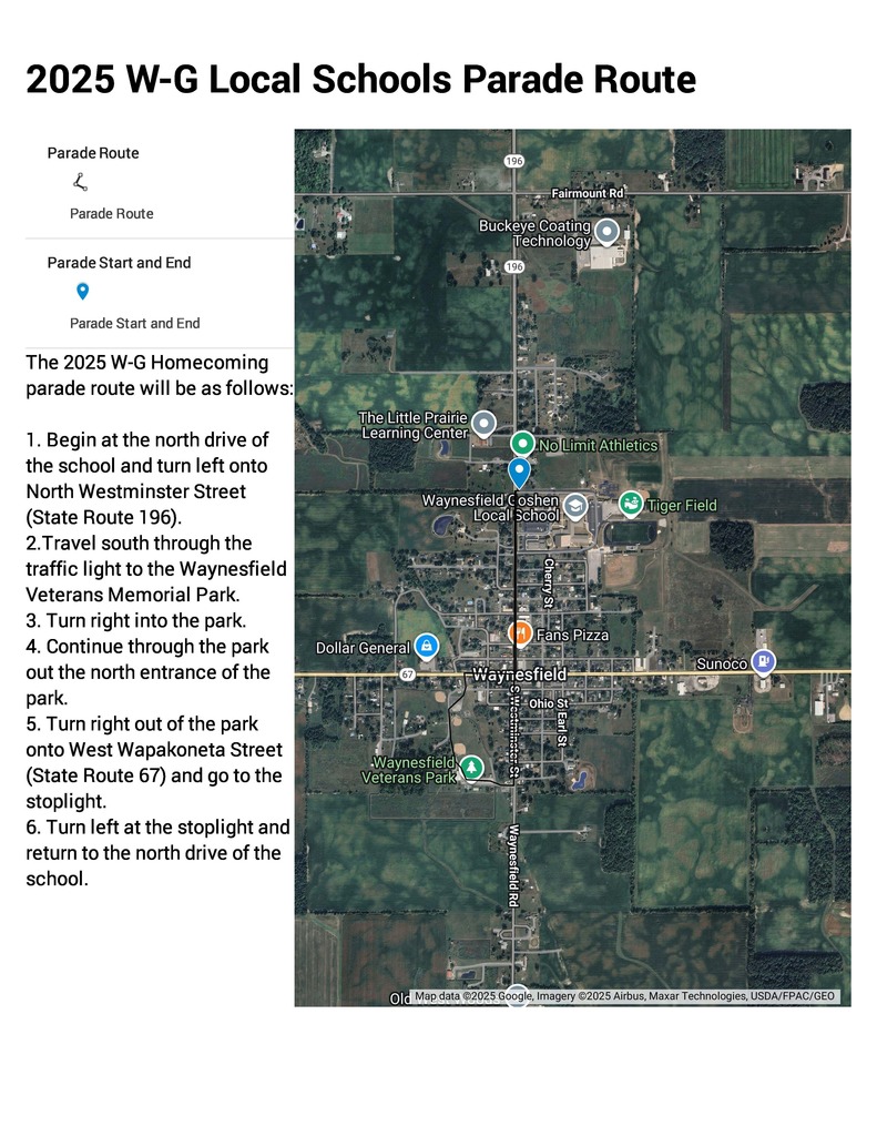 2025 W-G Local Schools Parade Route