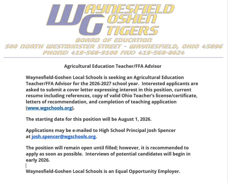 Ag Teacher/FFA Advisor 