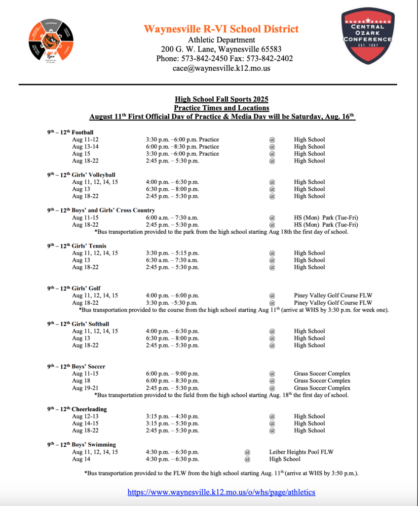 high school sports schedule 