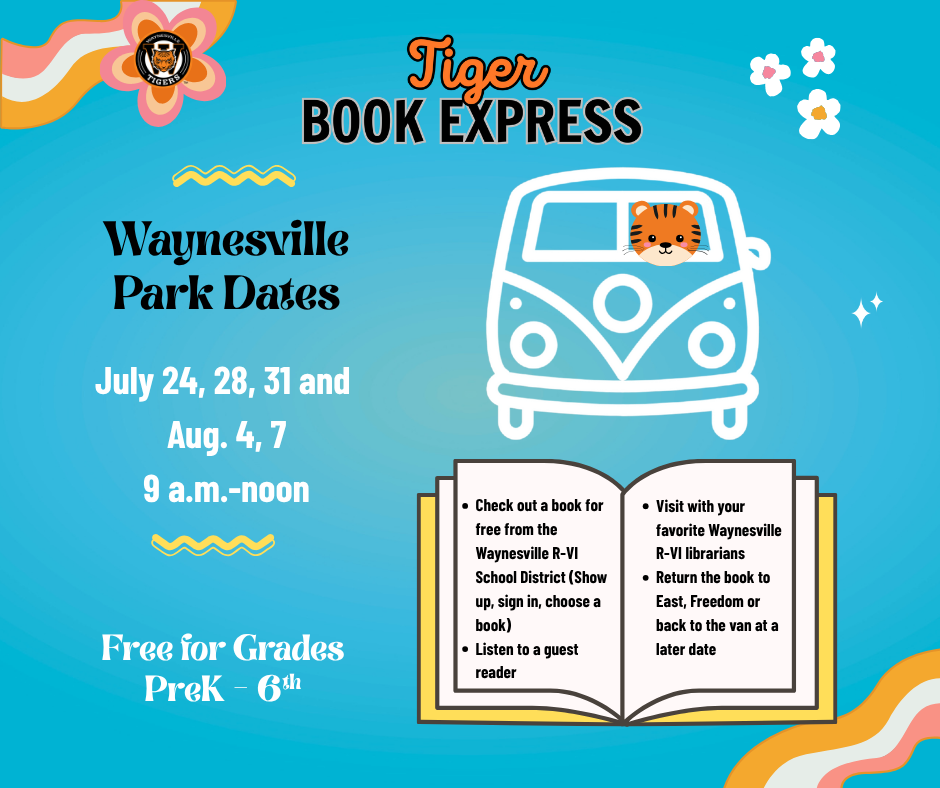 Tiger Book Express will be coming to Waynesville on July 24, 28, 31 and Aug. 4 and 7 from 9 a.m. to noon