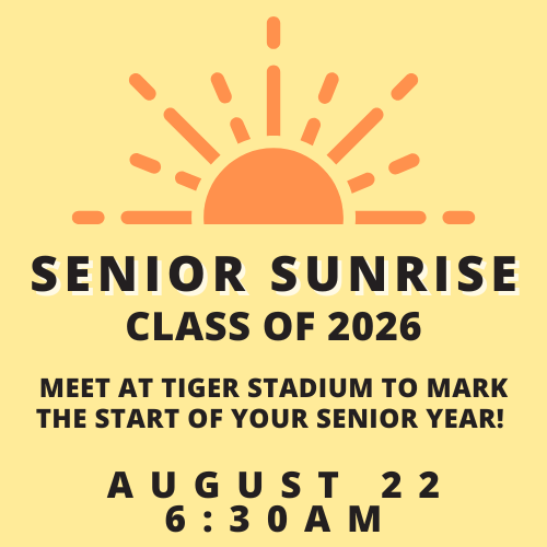 Senior Sunrise will be held at 6:30 a.m. Aug. 22 at WHS Tiger Stadium