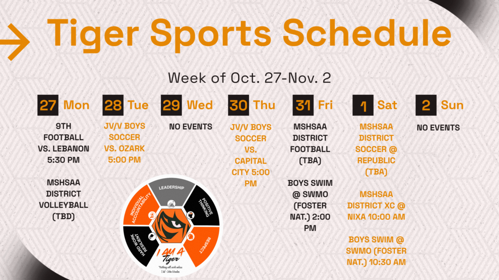 Athletic Weekly Schedule