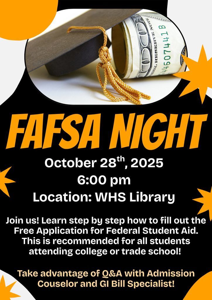 FAFSA night at 6 p.m. Oct. 28, 2025.