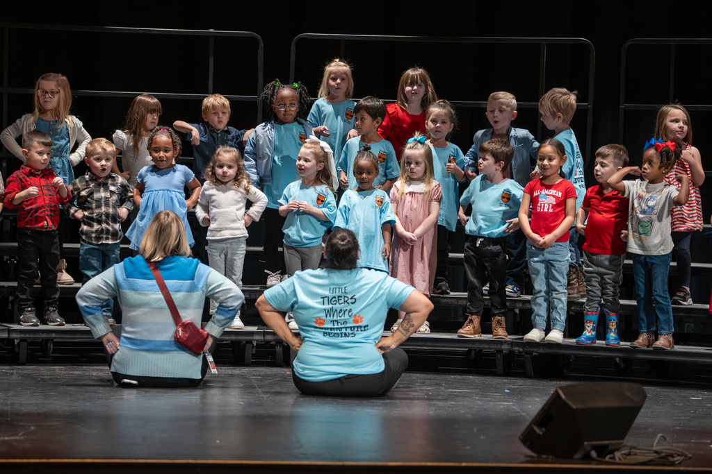 Preschool students perform a Veterans Day Program on Nov 3, 2025