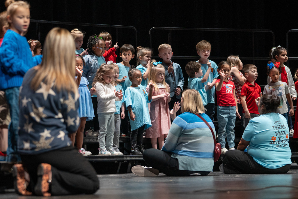 Preschool students perform a Veterans Day Program on Nov 3, 2025