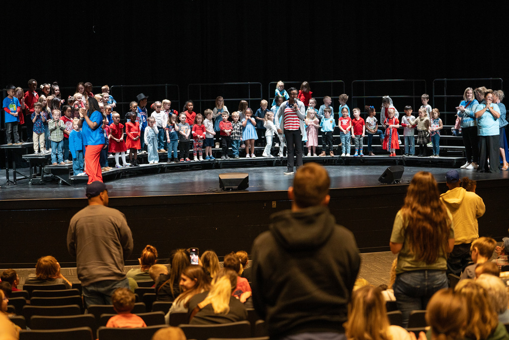 Preschool students perform a Veterans Day Program on Nov 3, 2025