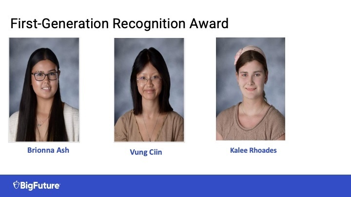 10 WHS students earn National awards Eight current Waynesville High School students and two former students have been awarded national recognition from the CollegeBoard BigFuture Program for their high performance on AP tests and/or the PSAT as 10th and 11th graders. The current students received the following awards based on their exceptional achievements: School Recognition Award: Serina Chen, Vung Ciin and Kaden Crone, Keegan Graves, Brooklyn Lercher and Carson Sutphin Rural and Small-Town Recognition Award: Kaden Crone, Brooklyn Lercher and Carson Sutphin First Generation Recognition Award: Brionna Ash, Vung Ciin and Kalee Rhoades Two former WHS students were also named: · Alexis Good-Rural and Small-Town Recognition Award and School Recognition Award · Andre Morse-School Recognition Award Students are eligible for awards by: · scoring in the top 10% of PSAT/NMSQT test takers in their high school, state's first generation test takers and/or state's rural and small town test takers OR earning a 3 or higher on two or more distinct AP exams in the 8th, 9th and/or 10th grade. · earning a cumulative grade point average of at least 3.3 or higher