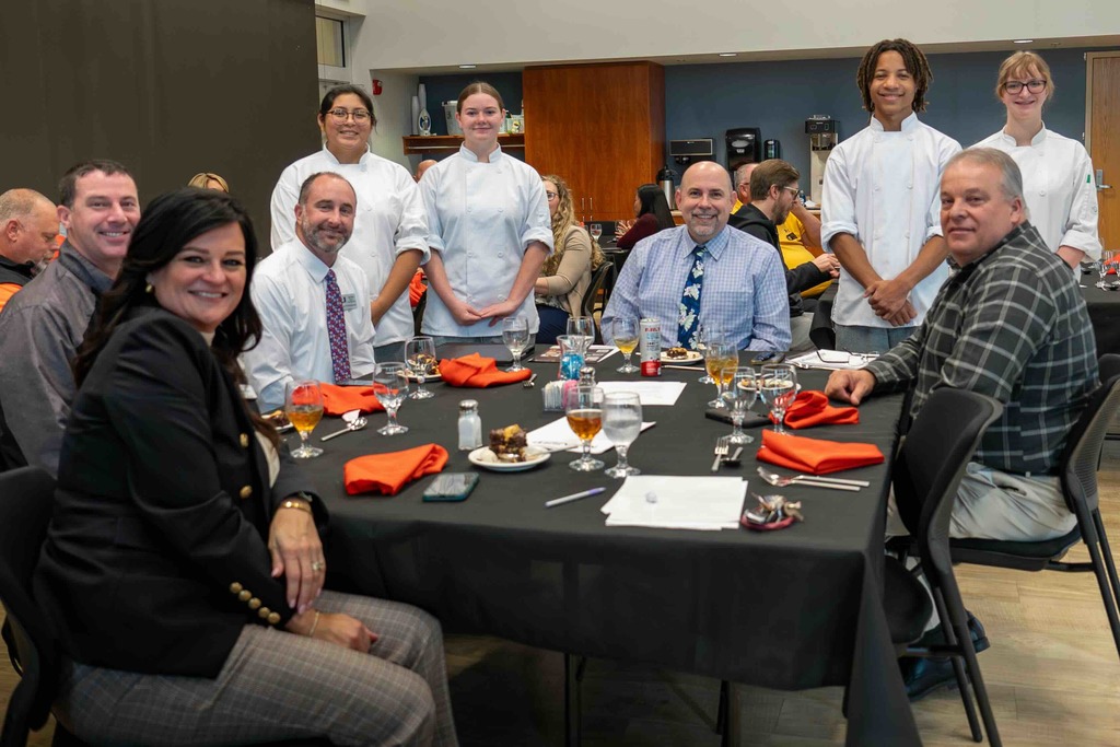 The Waynesville Career Center hosted the Missouri Association of Secondary School Principals fall meeting on Nov. 19, 2025.  WCC Director Sam Callis provided area administrators with a tour of the facilities and WCC culinary arts students planned, prepared and served a meal under the direction of Jon Dye, their instructor.  Danielle Padilla, Trinity Bennett, Brelan Liggins and Joshulynn Shipp served the meal, which began with a mixed green salad, topped with pears, feta cheese and dry cranberries in a cranberry vinaigrette. The entree included a cast iron roasted chicken breast, served over cheese tortellini and roast butternut squash, broccoli and green beans.  Dessert was a chocolate chunk brownie with pumpkin filling, cinnamon spiced ice cream with sea salt caramel sauce and candied pecans.