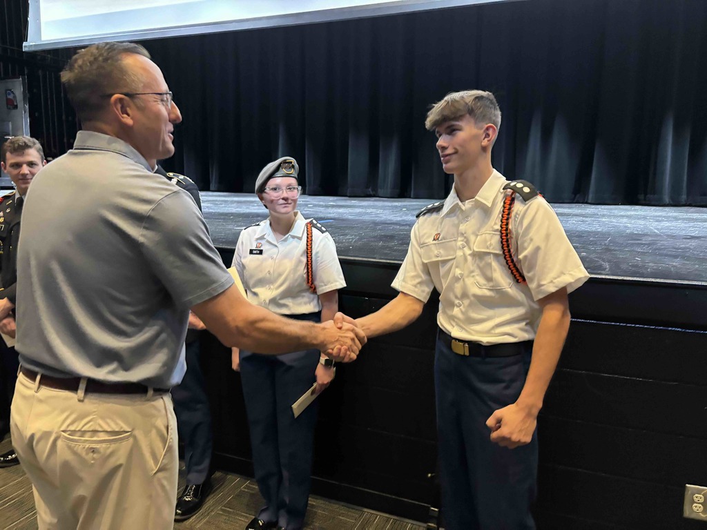 On Nov. 20, 2025, St. Robert Mayor James Breckenridge presented commemorative coins to the Waynesville JROTC Color Guard cadets who participated in the Veterans Day Parade on Nov. 11, 2025. The cadets were as follows  Right Guard- Cadet SGM Aiden Rivera National Colors- Cadet LTC Kaden Crone Missouri State Flag- Cadet Major David Boyd JROTC Battalion Colors- Cadet Captain Addison Smith Left Guard- Cadet Captain Aubrey Ellison