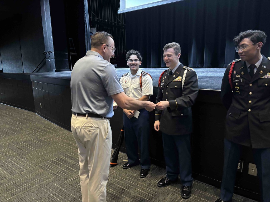 On Nov. 20, 2025, St. Robert Mayor James Breckenridge presented commemorative coins to the Waynesville JROTC Color Guard cadets who participated in the Veterans Day Parade on Nov. 11, 2025. The cadets were as follows  Right Guard- Cadet SGM Aiden Rivera National Colors- Cadet LTC Kaden Crone Missouri State Flag- Cadet Major David Boyd JROTC Battalion Colors- Cadet Captain Addison Smith Left Guard- Cadet Captain Aubrey Ellison