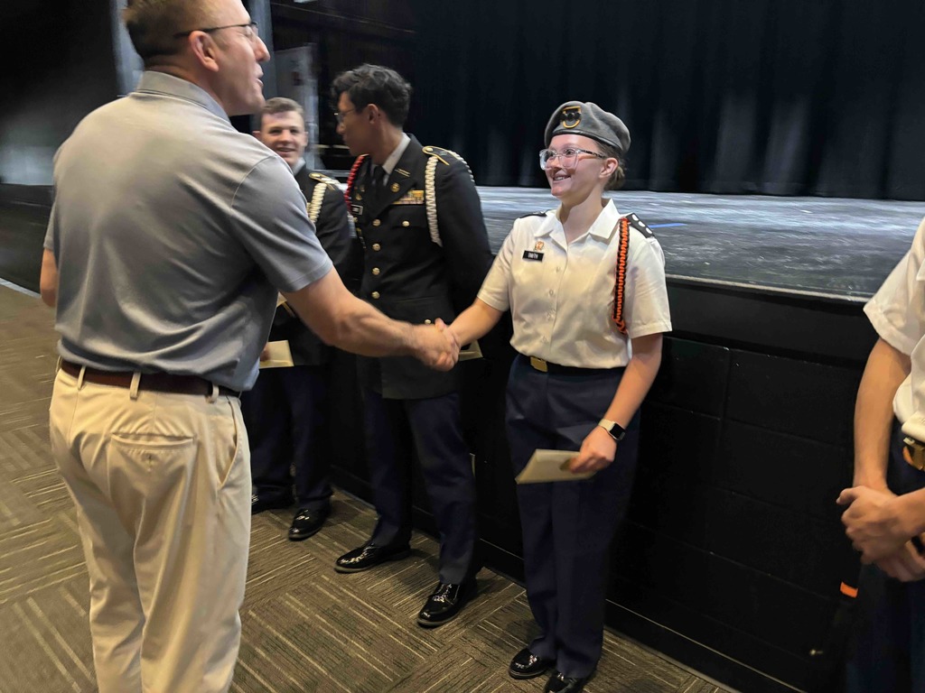 On Nov. 20, 2025, St. Robert Mayor James Breckenridge presented commemorative coins to the Waynesville JROTC Color Guard cadets who participated in the Veterans Day Parade on Nov. 11, 2025. The cadets were as follows  Right Guard- Cadet SGM Aiden Rivera National Colors- Cadet LTC Kaden Crone Missouri State Flag- Cadet Major David Boyd JROTC Battalion Colors- Cadet Captain Addison Smith Left Guard- Cadet Captain Aubrey Ellison